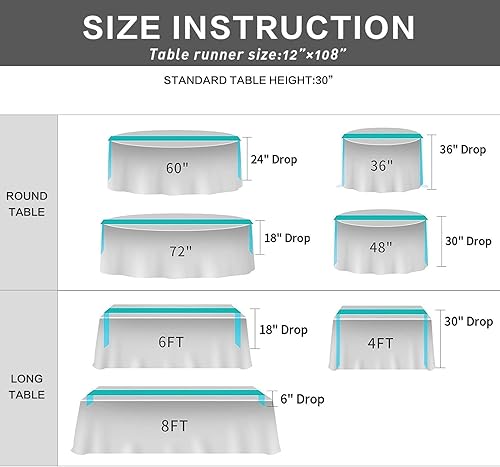 Miniatura 6 de OQSC Paquete de 10 Caminos de Mesa de Satén de 12 x 108 Pulgadas de Largo, Camino de Mesa de Seda Satinada para Bodas, Fiestas de Cumpleaños y