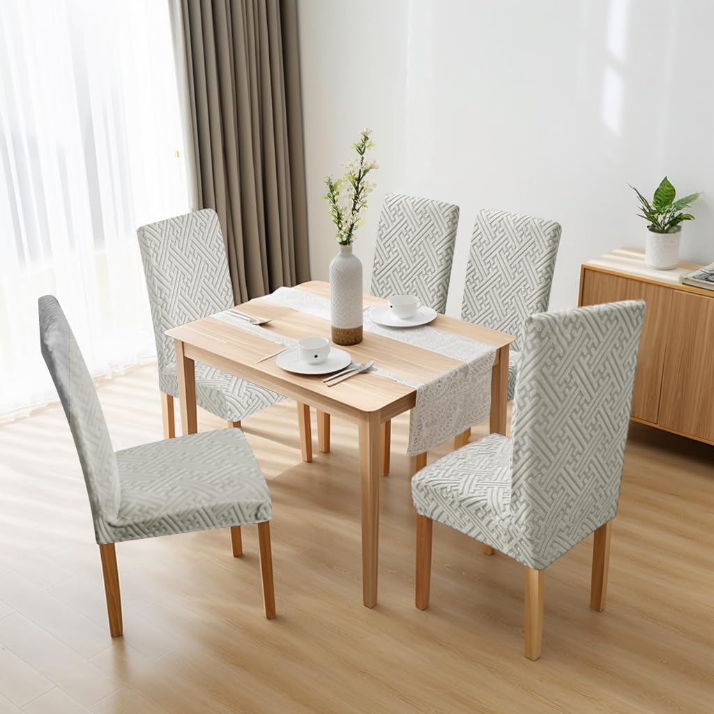 Dining Room Chair Covers - Anti-Cat Scratch, Washable, Regular Size, 4 Pack for Kitchen, Hotel, Meeting