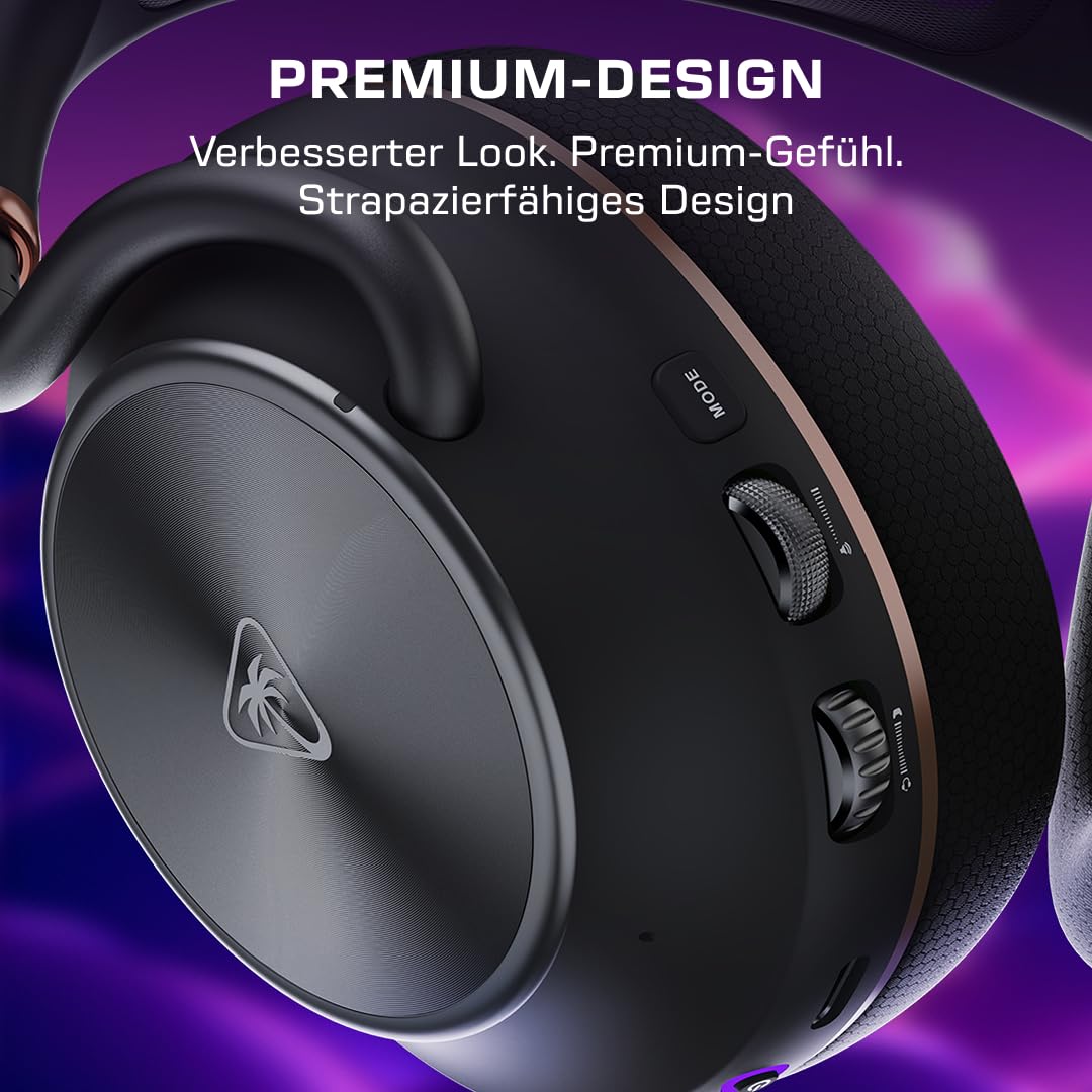 Turtle Beach Stealth Pro II Wireless Premium Gaming-Headset für PC, PS5, PS4 – zertifiziertes Hi-Res 24-bit Audio, Dolby Atmos Spatial Audio, Geräuschunterdrückung, Schwarz