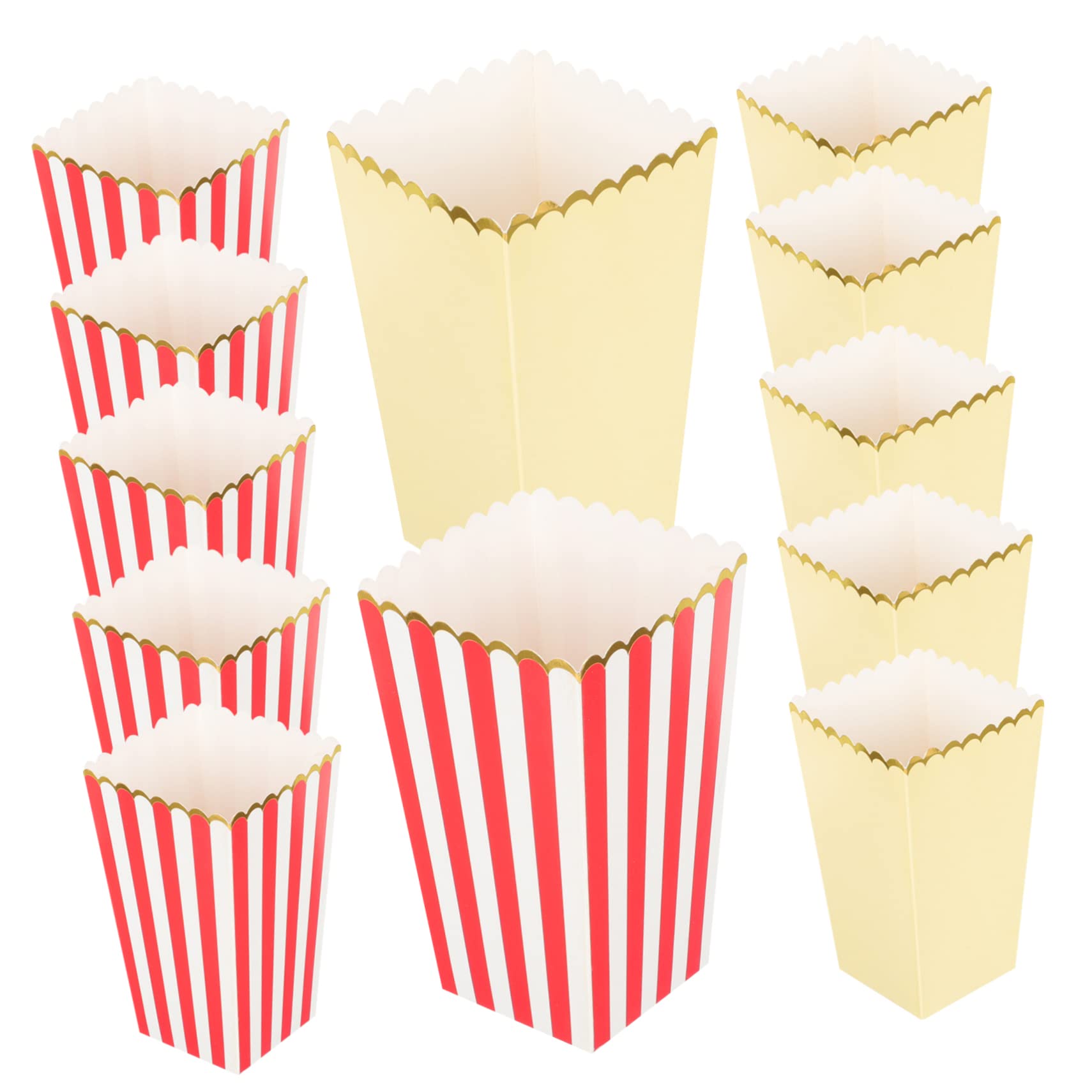 NAMOARLY 12Pcs Classic Popcorn Boxes Striped Containers with Trim Nights Parties Festivals and Snack Packaging