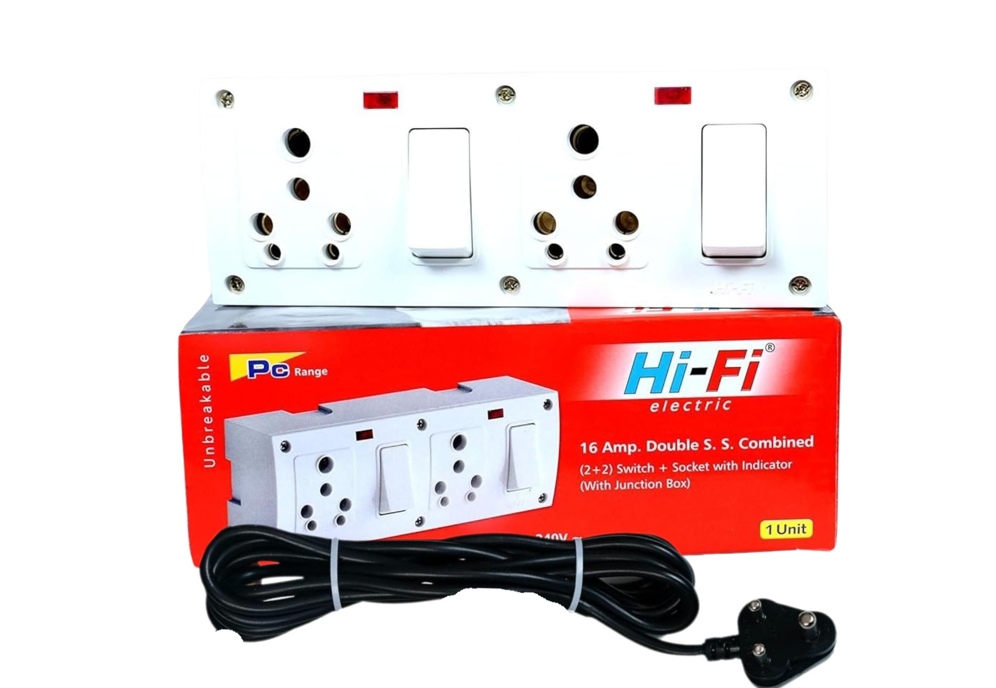 Extension Board for Heavy appliances with 2Meter Black 1.0 Sq.mm Cable for Heavy appliances Like Heater,Microwave Oven,etc