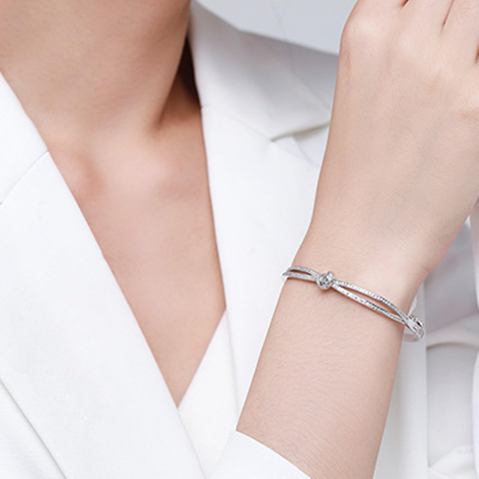 Pulsera infinita para mujer, moissanita con nudo infinito para mujer, oro blanco de 9 K, 14 quilates, 18 quilates, Pt950