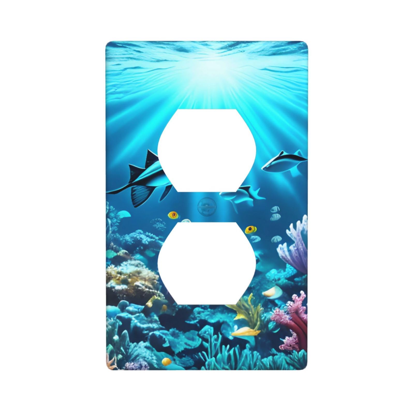 Submarine Coral Rays Unbreakable Polycarbonate Switch Plate-1 Gang Screwless Wall Plate for Home Office