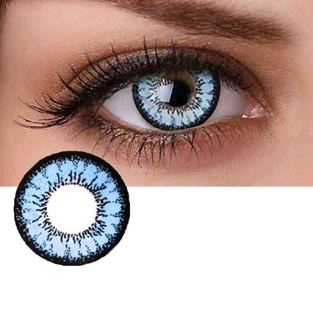 FreshGo Honey Halloween & Cosplay Soft Colored Contact Lenses with Case -Blue