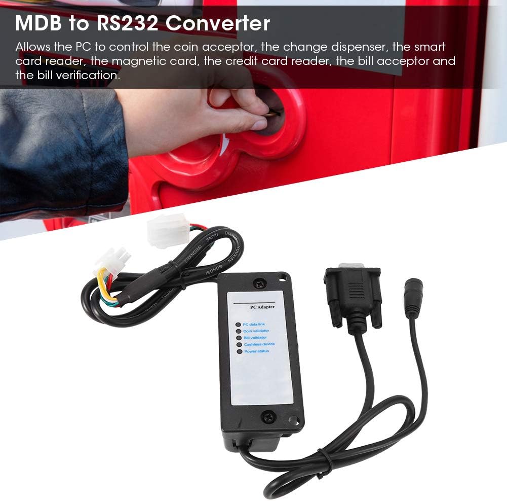125 MDB Payment Device to PC Converter, RS232 Adapter Bill Acceptor Computer Serial Port Transfer Box Comes with Cables, for Connecting MDB Receivers