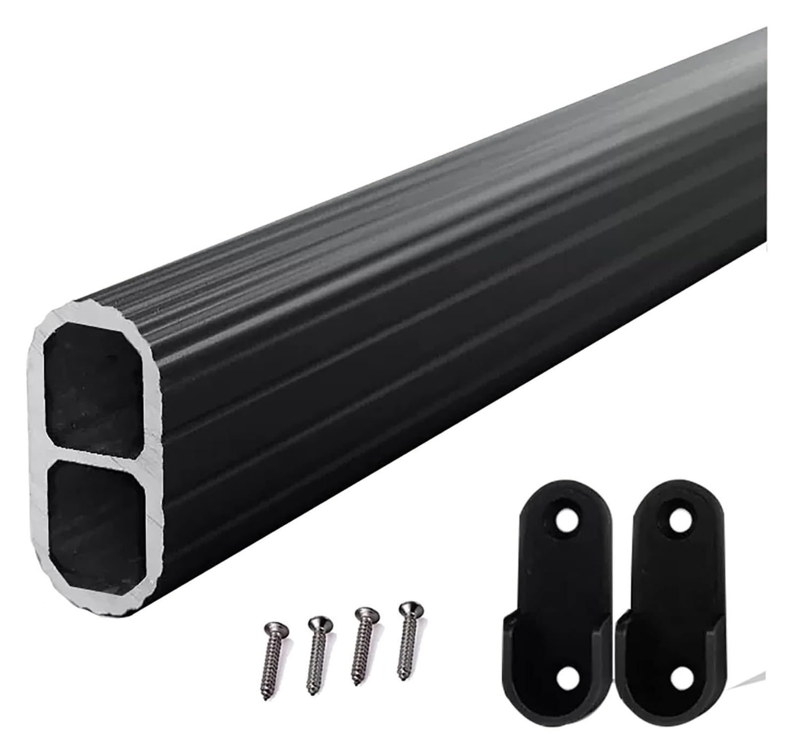 ROHCGHC Wardrobe hanging rods, Metal Hanging Closet Rods Screw In, Heavy Duty Wardrobe Rail Tube Clothes Pole, 20 23 27 31 35 39 43 47 51 Inch(Black,160cm/63in)