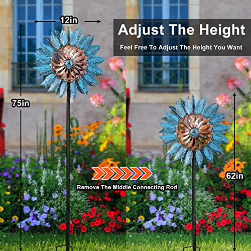 Wind Spinners Outdoor Clearance-Wind Spinners For Yard And Garden-Wind Sculptures & Spinners Color Led Changing Solar Powered Glass Ball With Kinetic Windmills Dual Direction Wind Sculpture Spinners #TOP1