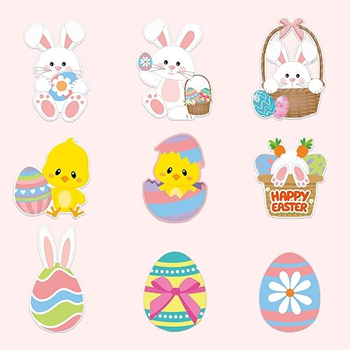45 Pieces Easter Egg Cutouts Bulletin Board Decoration, Easter Bunny