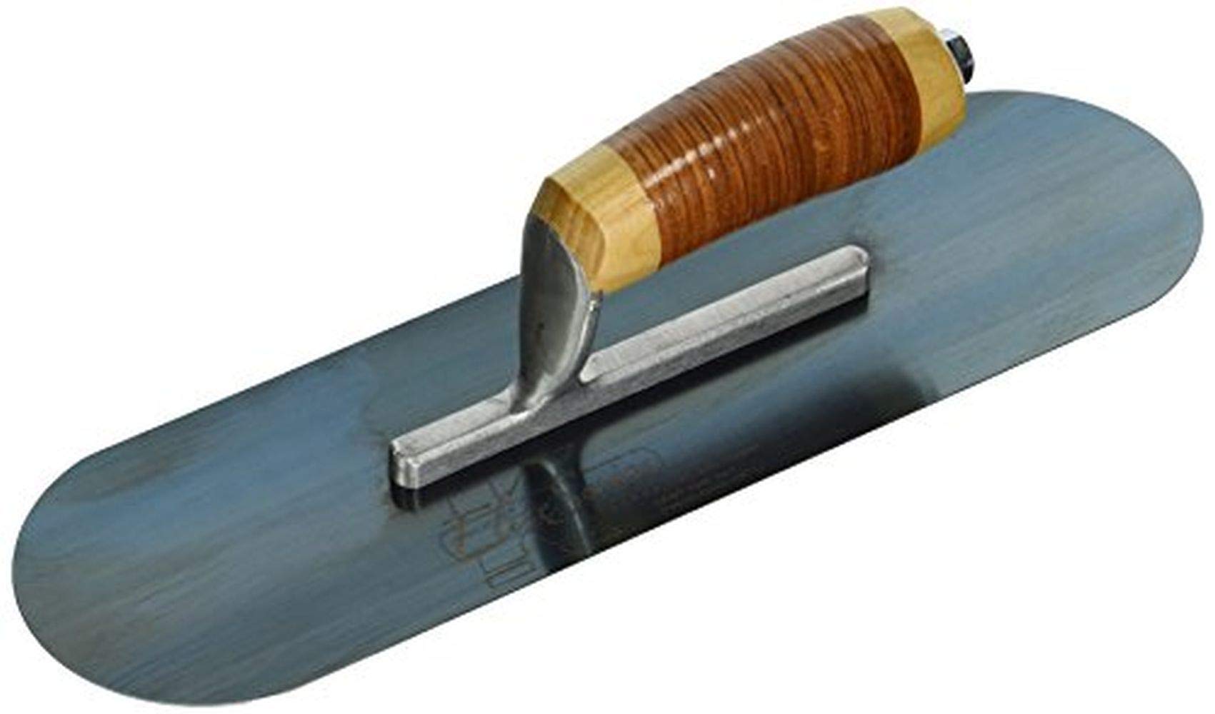 Kraft Tool CFE277BL Elite Series Five Star Blue Steel Pool Trowel with Leather Handle, 14 x 4-Inch — image 1