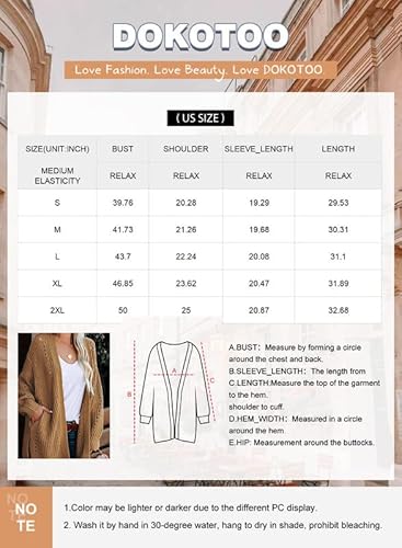 Dokotoo Womens Plus Size Winter Fall Oversized Open Front Cozy Long Sleeve Side Slit Cardigans Sweaters Ladies Chunky Cable Knitted Casual Coats Outerwear Cardigans Jackets With Pockets Wine Large #TOP5