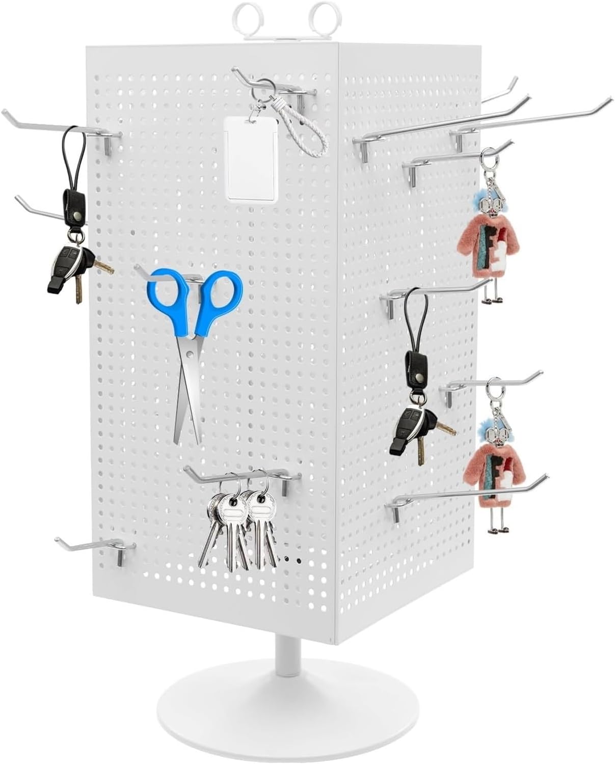 Rotating Pegboard Display Stand Metal Spinning Peg Board Displays, Stands for Retail, Vendors, Selling & Shows Sided Craft Rack Organizer for Products