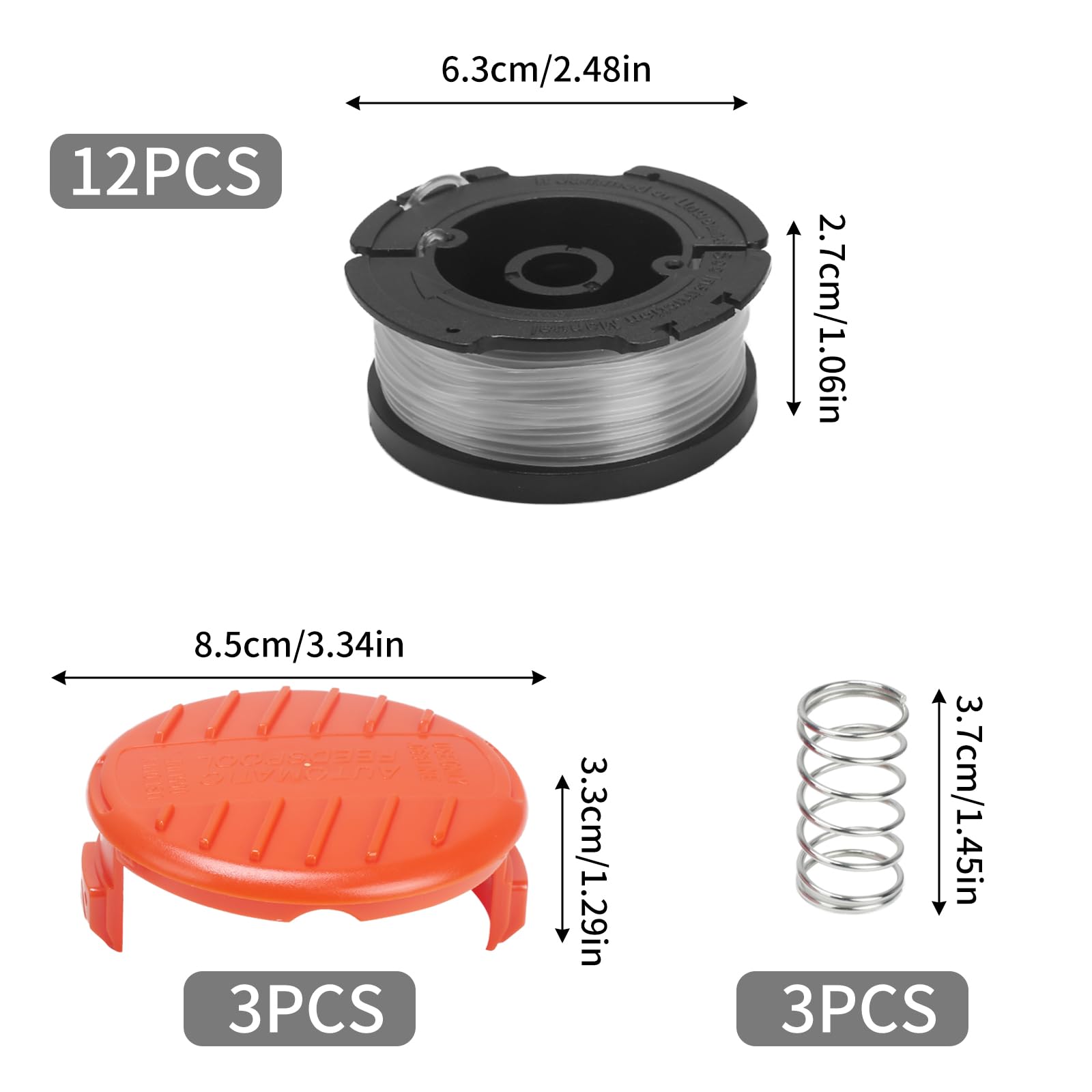 12 Bobines Fil Coupe-Bordures Black & Decker - 1,65mm - 9m - Compatible GL280, ST4525...