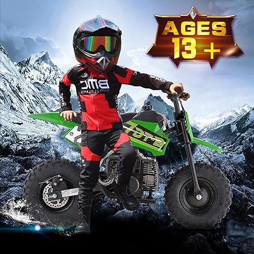 Mini Kid Dirt Bike, 49 CC 2-Stroke Gas Bike with Off-Rode Tire, Suspensions, Disc Brakes, Max Load 160Lbs, Up to 20Mph, EPA Approved