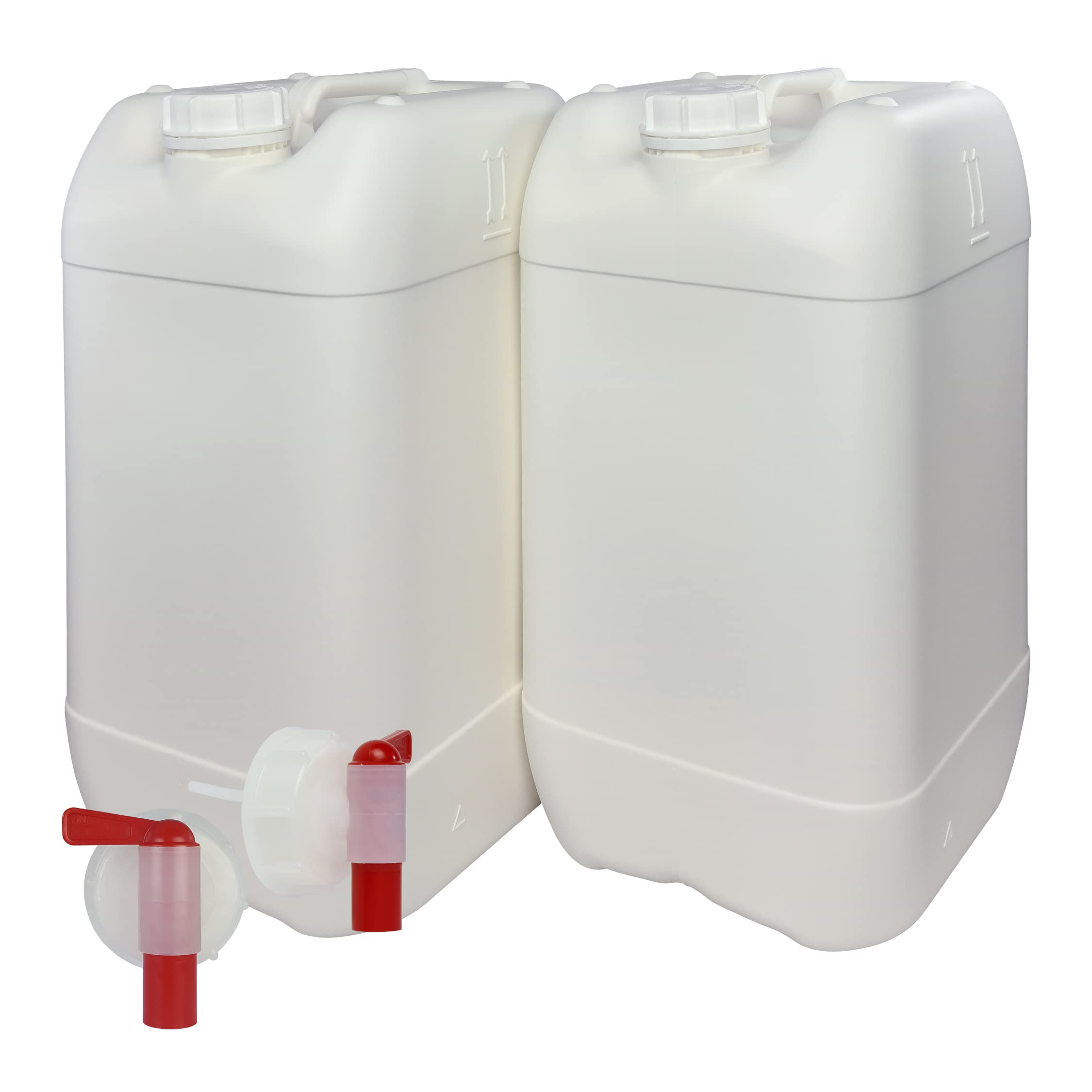 Garrafa con Grifo 25 litros Blanca. Apta para uso alimentario. Boca ancha. Idónea como depósito de agua potable. Resistente a químicos. (2 Unidades).