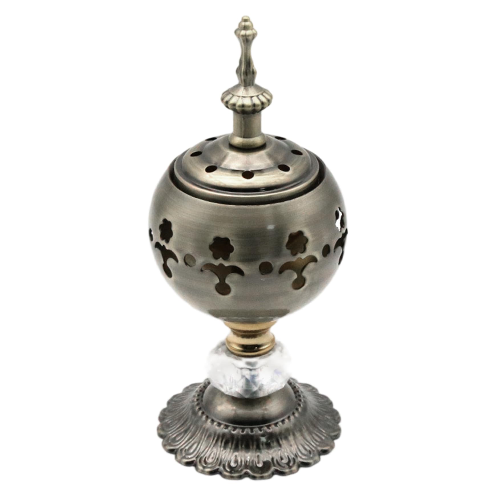 CAKEEYUM Catholic Incense Burner 7x3in Vintage Decorative Metal Incense Burner Holder Elegant Aromatic Stove for Aromatherapy Yoga and Spa