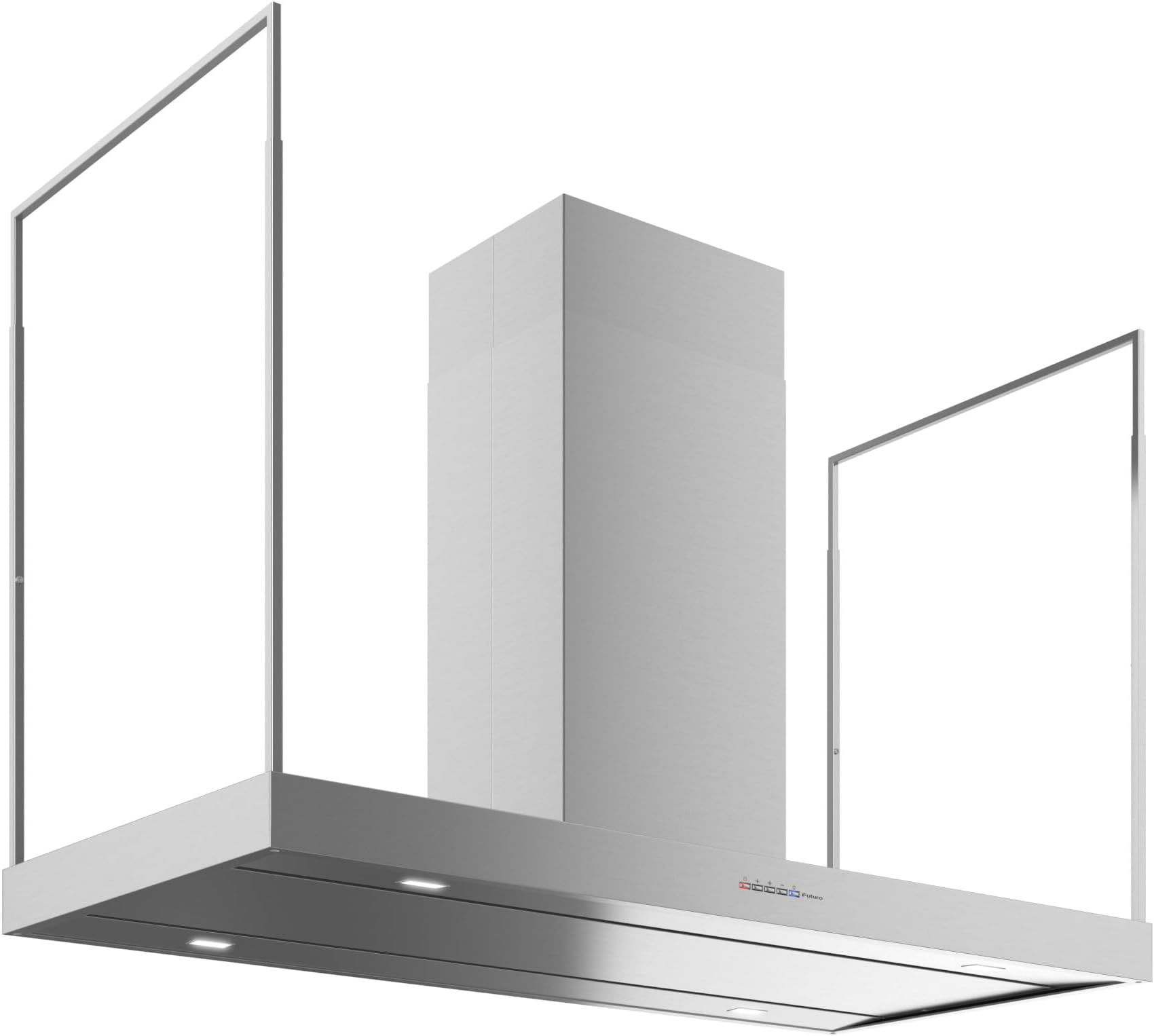 - Futuro Futuro IS48EUROPE Island Mount Range Hood, Stainless Steel, 48x22x27-49 Inch, LED Lights, Perimeter Suction, 940 CFM, 0.5-3.2 Sones, Whisper-Quiet Blower