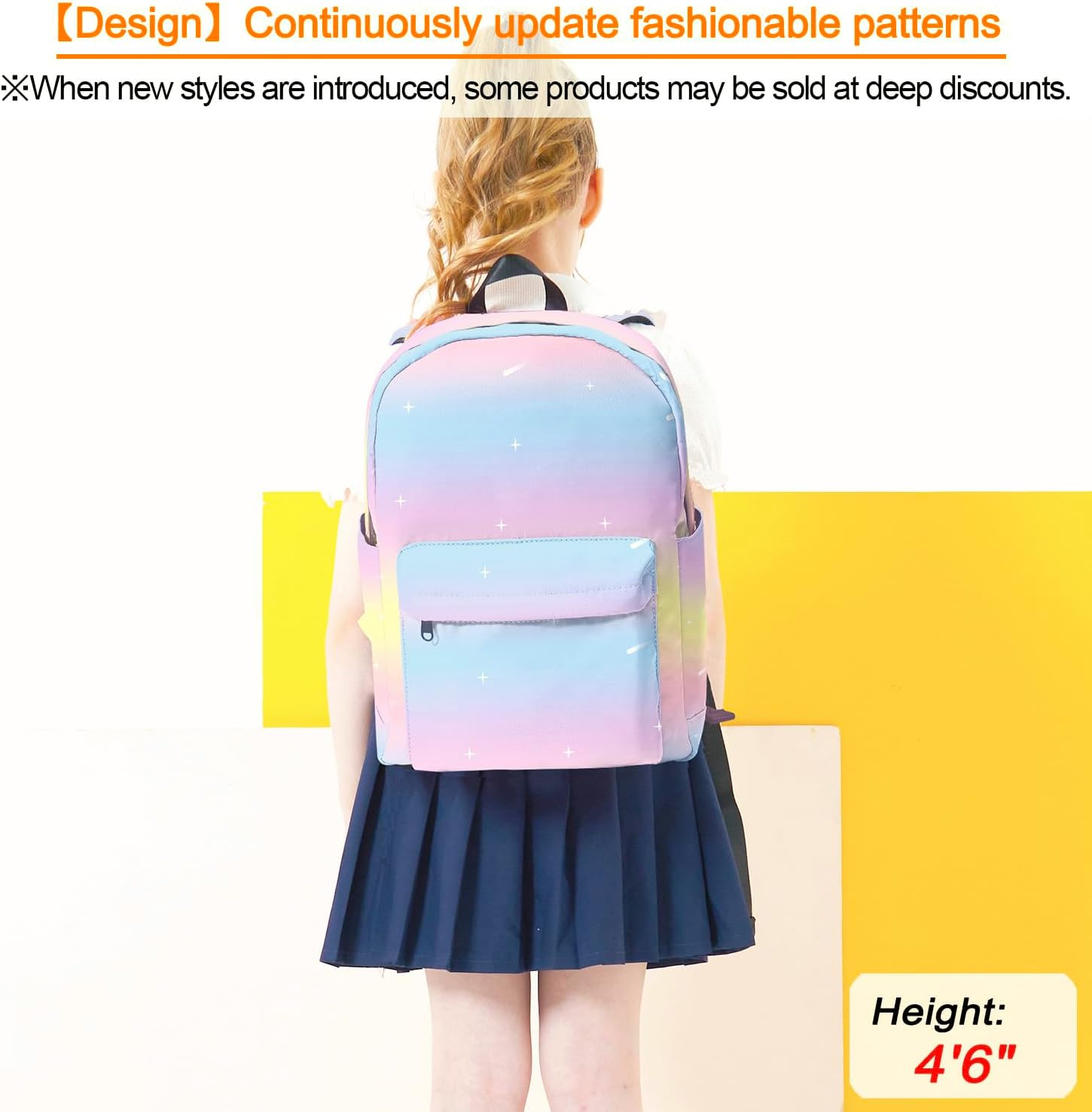 BIGHAS Lightweight Kids Backpack For School Boys and Girls, Preschool Kindergarten, Primary School, Daily Medium Size 3-14 Years Old (Rainbow2)
