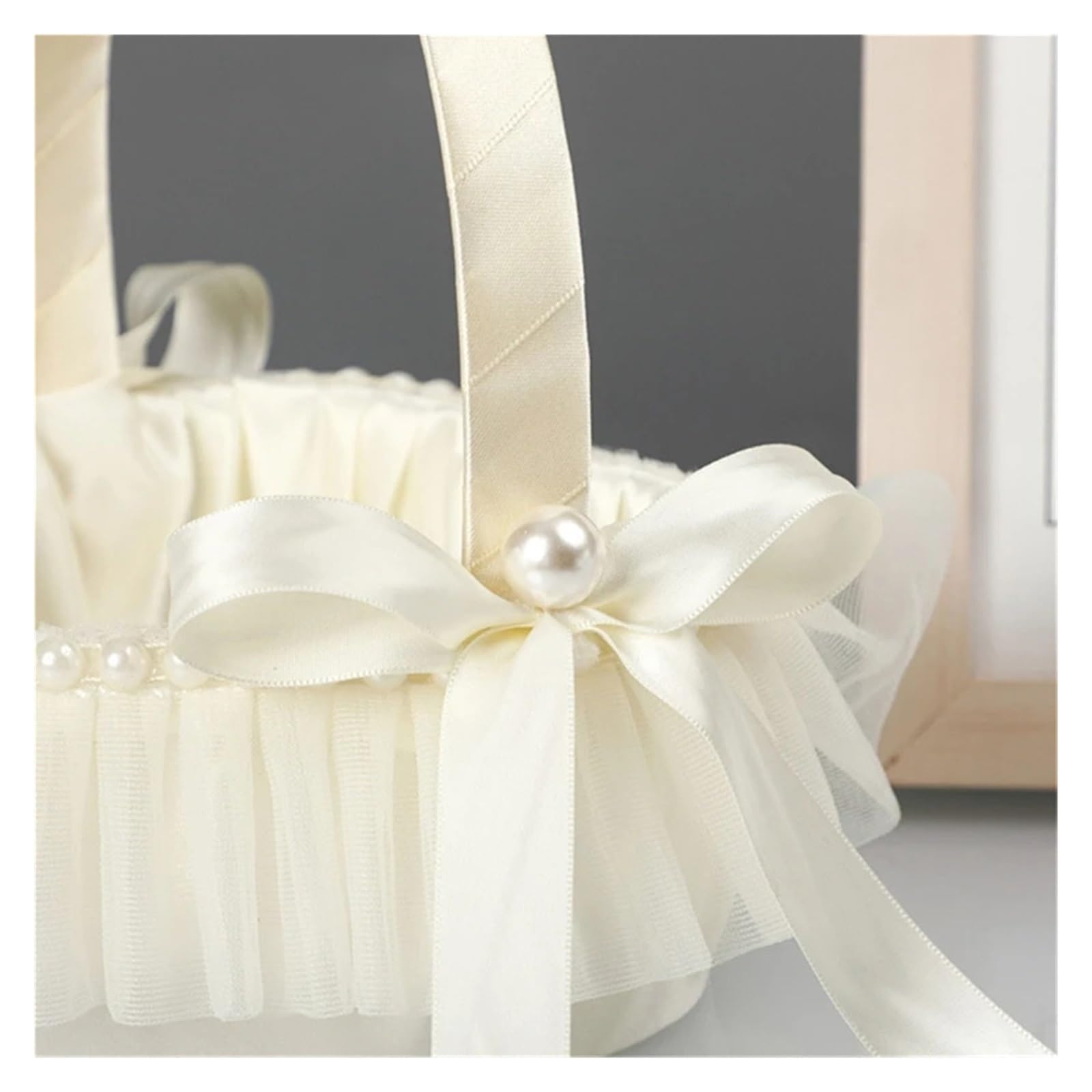 Hochzeitsblumenkörbe, Blumenkorb Beige Spitze Herzförmige Hochzeit