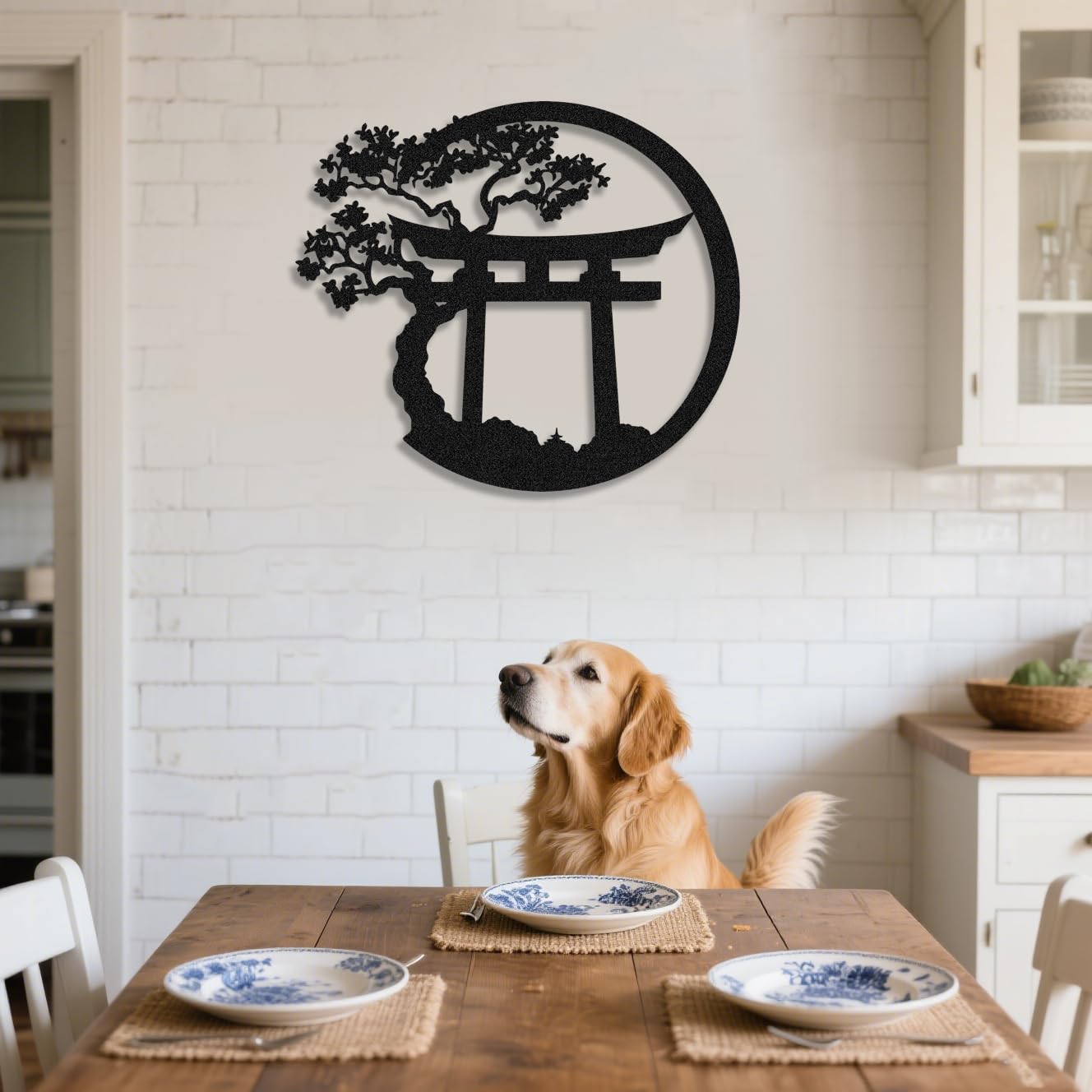Unimart Japanese Metal Wall Decor Art Japanese Decoration Torii Gate Asian Metal Wall Decor for Living Room Dining Room Fence Kitchen Indoor Outdoor