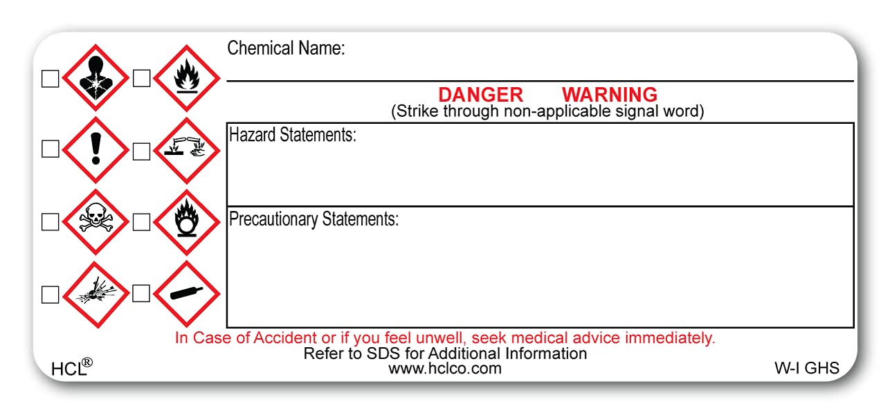 Amazon.com: Laboratory Blank Write-in GHS Label - SELF-Laminating Adhesive  - 1.5" X 3.5" (Pack of 250) : Industrial & Scientific