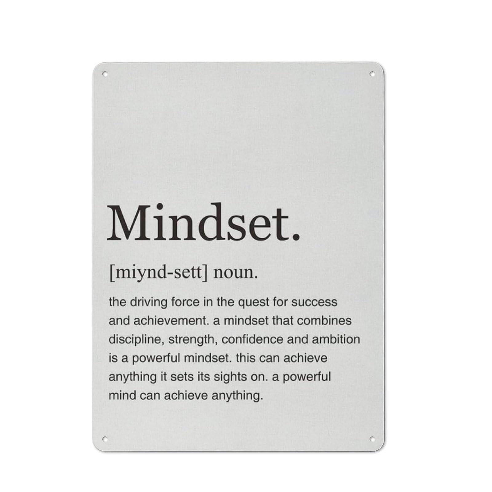 ACDOET Rustic Metal Tin Sign Mindset Definition Print Wall Art Home Office Decor Modern Inspirational Painting Positive Poster Artwork 12x16 Inch