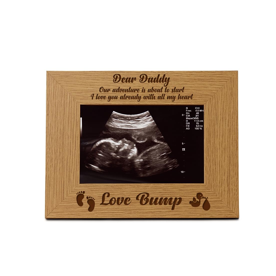 Ukgiftstoreonline Brown New Baby Pregnancy Scan Wooden Photo Frame Daddy Gift (4 X 6 Inch)
