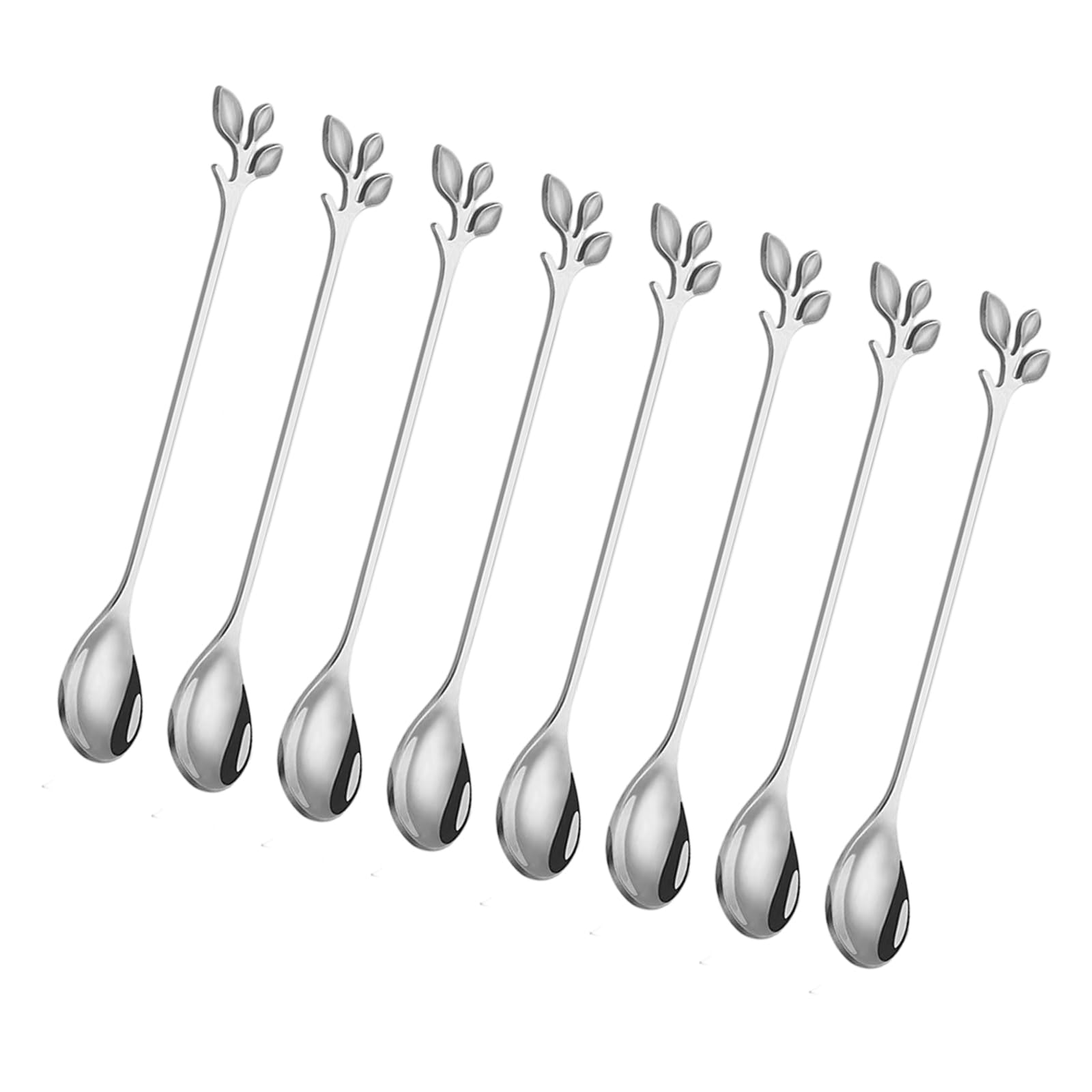 HUANGING Sturdy Nonrust Steel Leaves Design Stirring Spoon for Stirring Coffee Honeys and Dessert in Kitchen Applications Engraved Leaves Stir Spoon