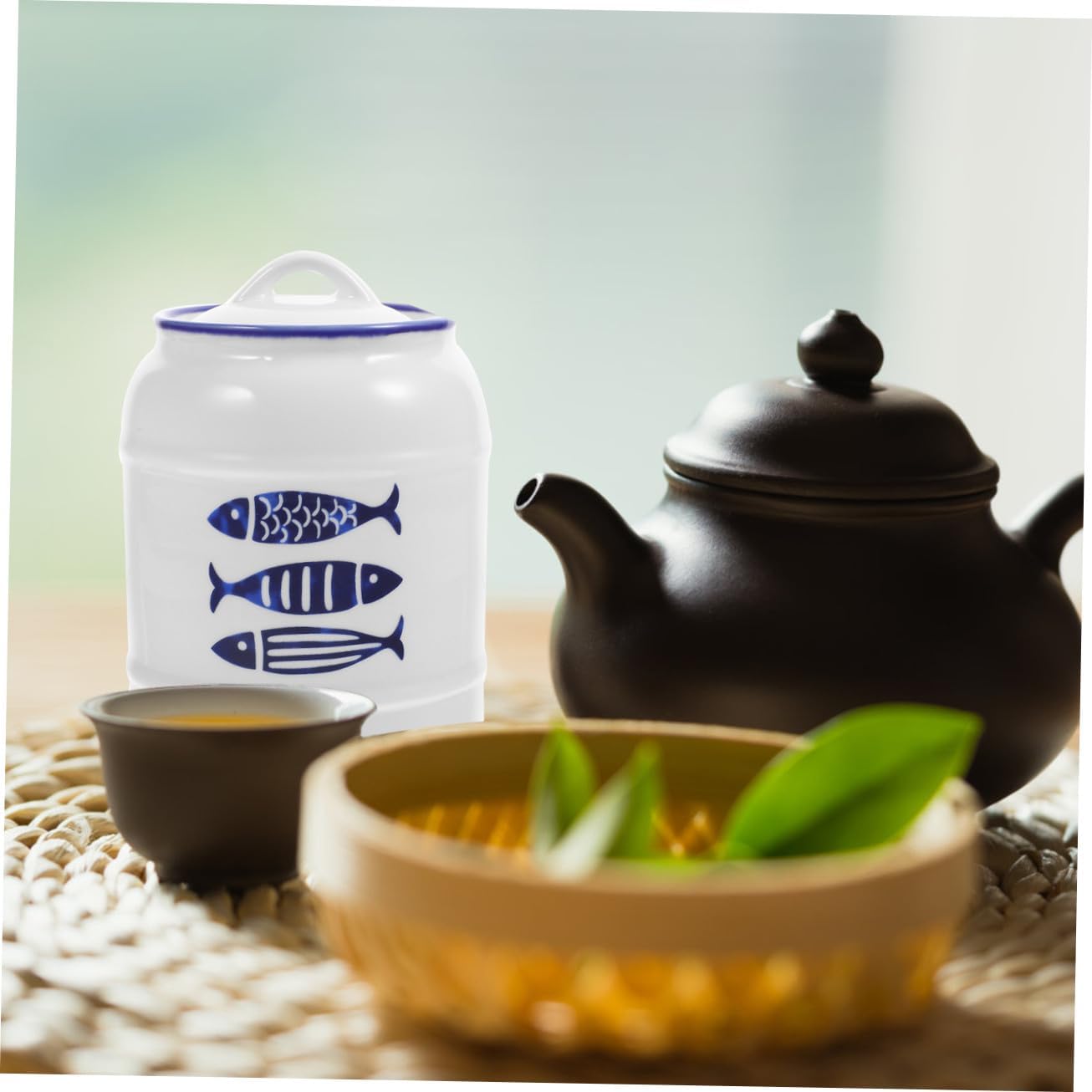 Mikinona Kitchen Canister Ceramic Storage Jars Lids Airtight Food Containers for Counter Sugar Flour Jar