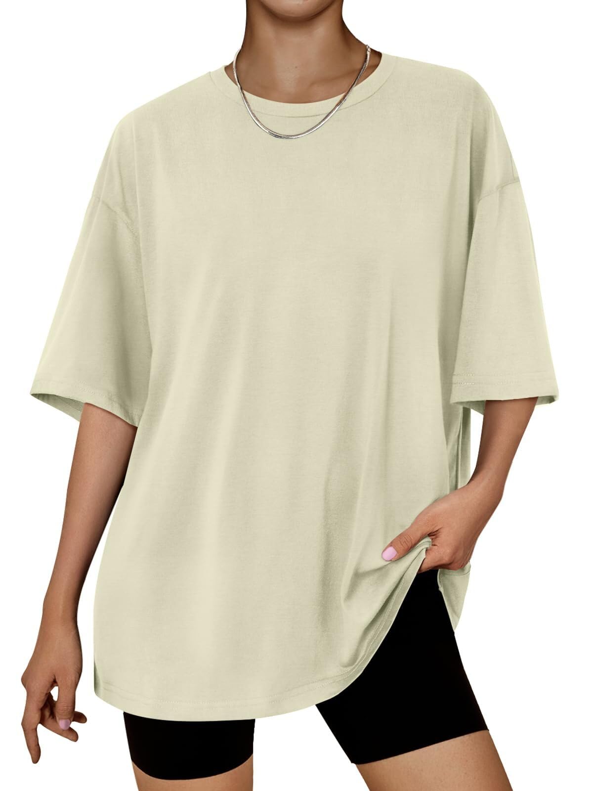 AirMood Damen-T-Shirt, übergroß, lockere Passform, Sommer, kurzärmelig, Oversize-T-Shirt