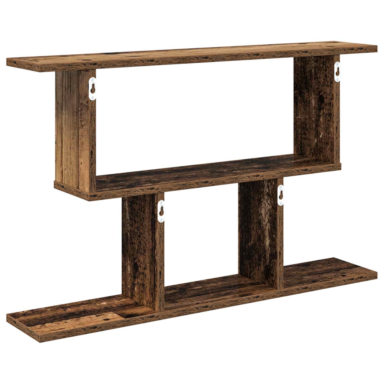 Scaffale da parete in legno anticato, 80 x 15 x 50,5 cm, con 4 scomparti, per libri e decorazioni, moderna mensola da parete per soggiorno