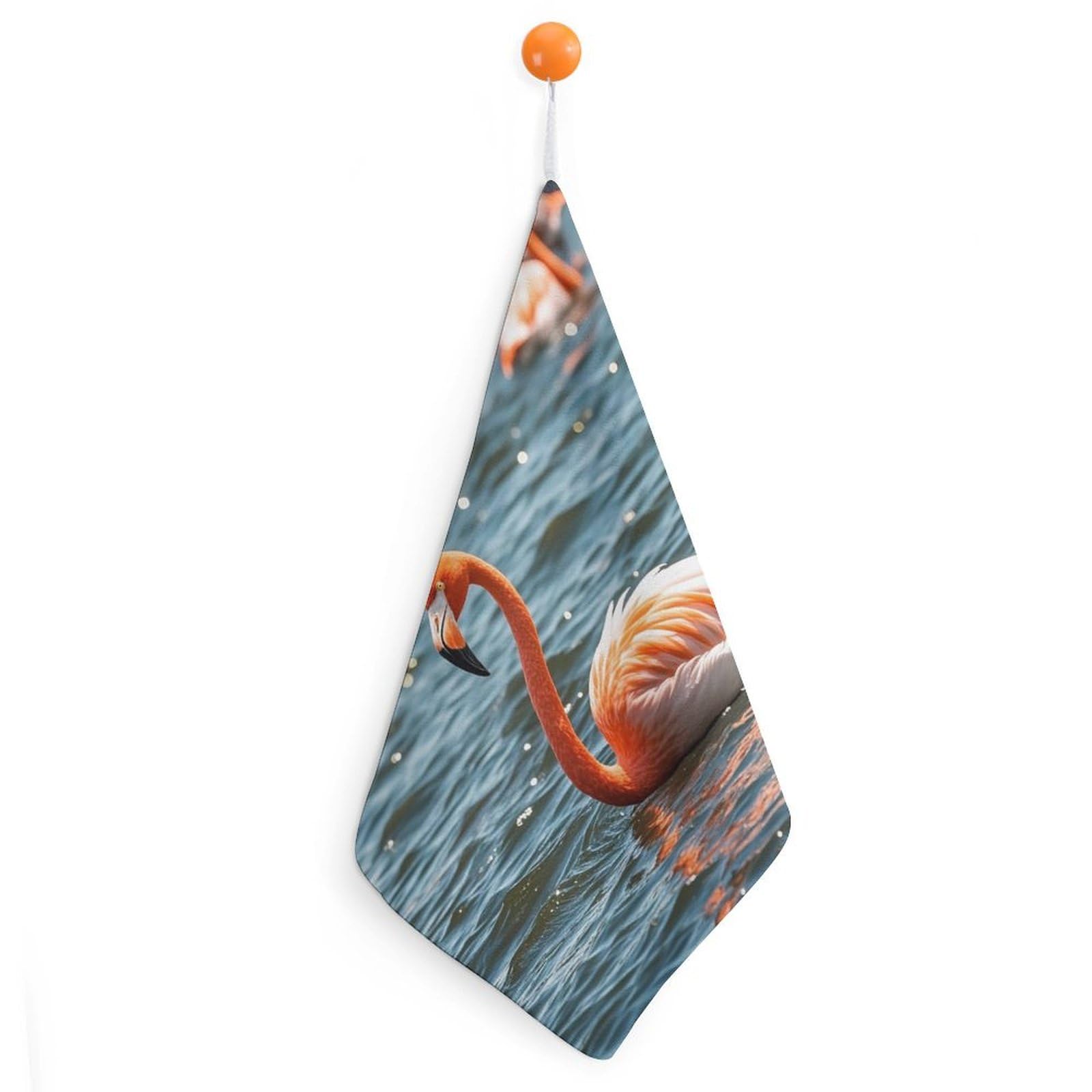 VstaDank Flamingo Washcloth with Hanging Loop Quick Dry Microfiber Hand Towel Highly Absorbent Wash Cloth Reusable Makeup Remover Cloth Soft Feel Fingertip Towel for Bathroom