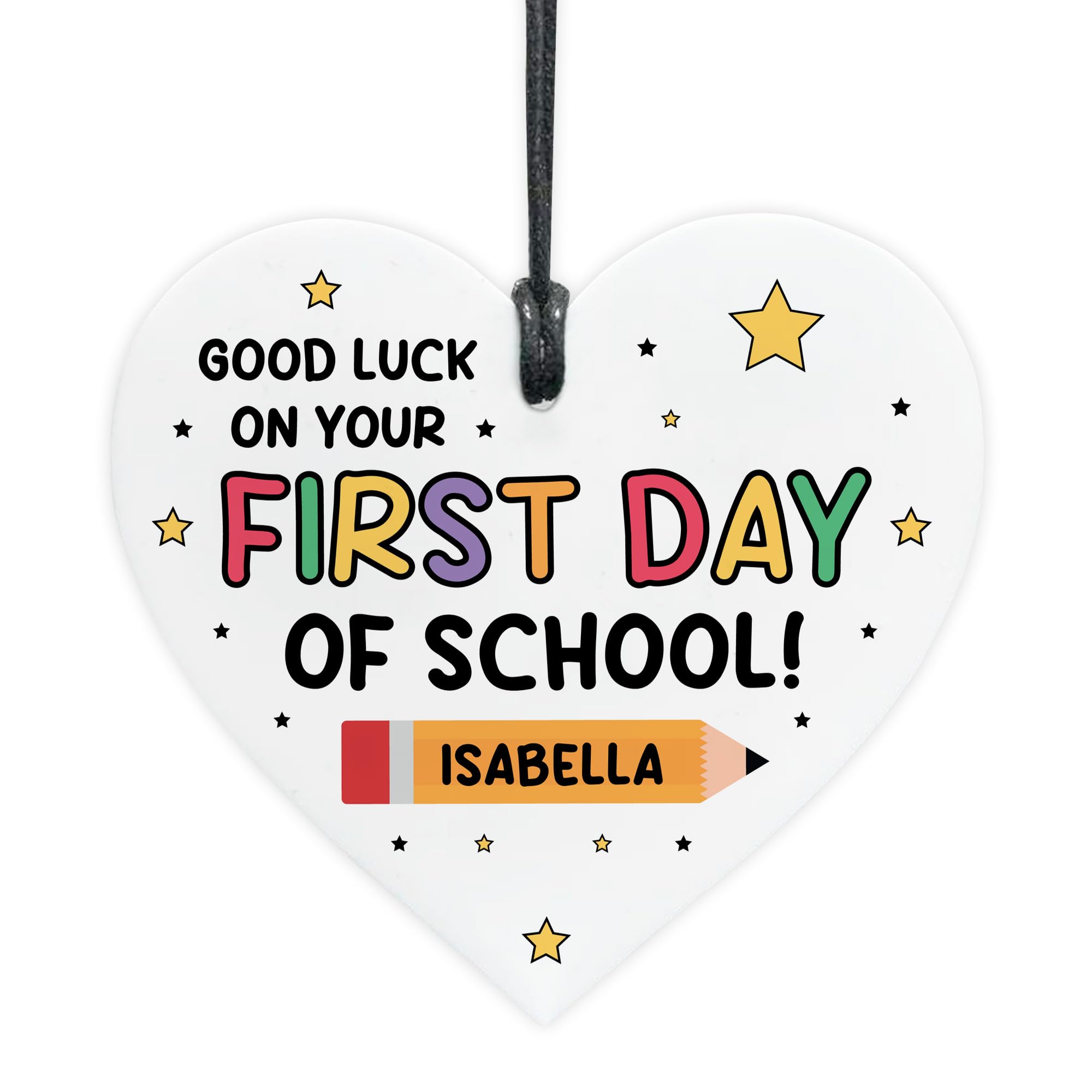 Red Ocean Personalised Good Luck Gift For First Day Of School Acrylic Heart Gift For Daughter Son Granddaughter Grandson Back To School Novelty Him Her