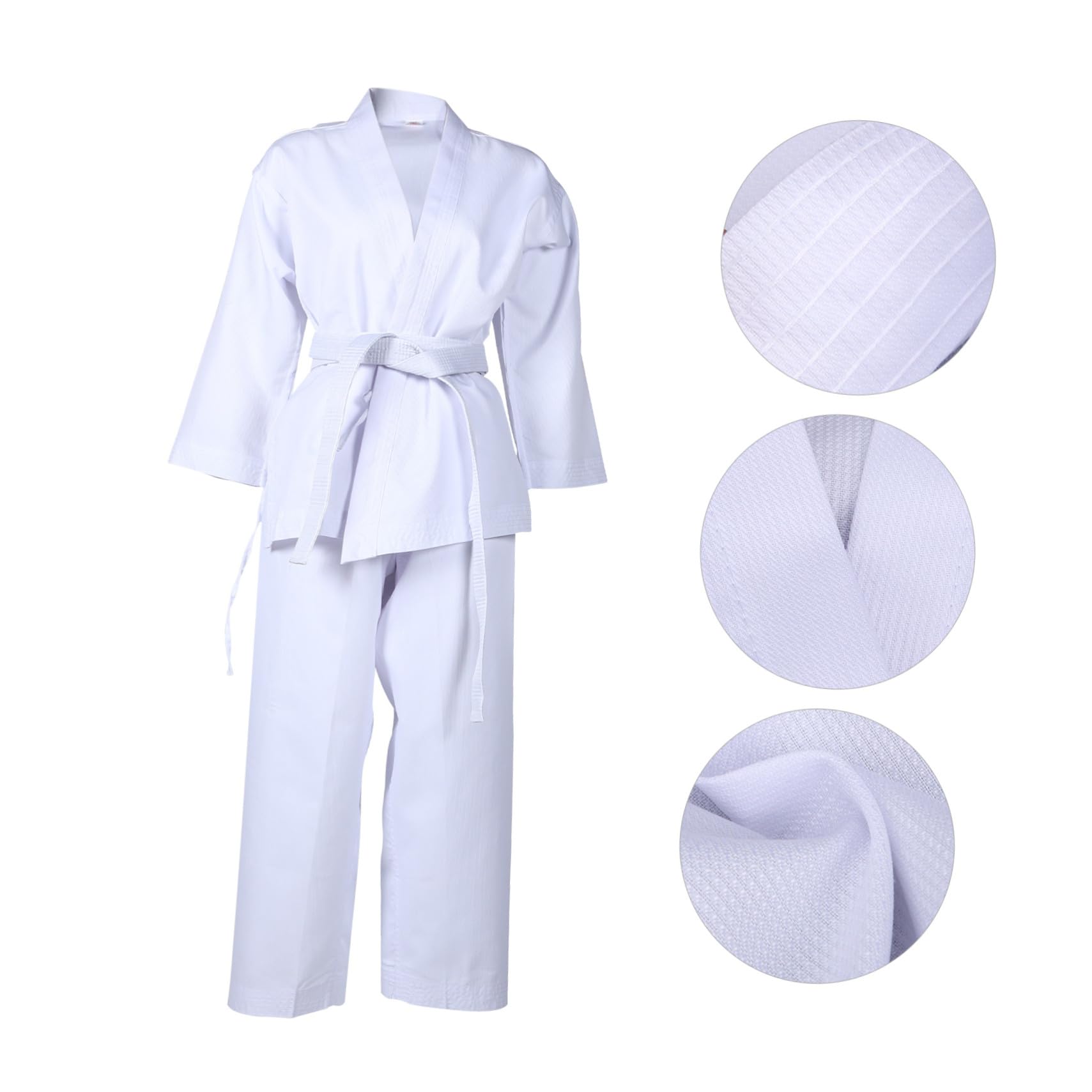 COLLBATH Uniforme de Taekwondo Adulte Blanc Respirant Tissu Solide Ceinture Réutilisable 160 cm Arts Martiaux