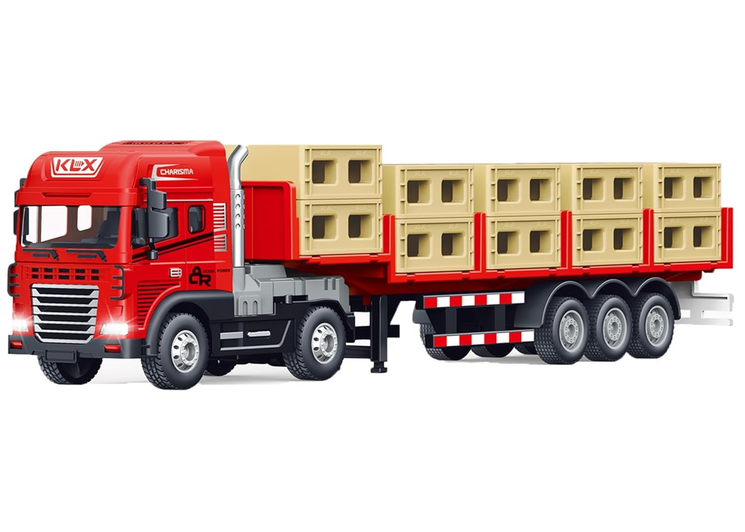 1:24 Scale Metal Construction Toy Transport Series Toys Alloy Diecast Truck and Trailer Set, Diecast Pretend Play Toy Trucks Building Vehicles for Kids 3 Years (Transporter 1)
