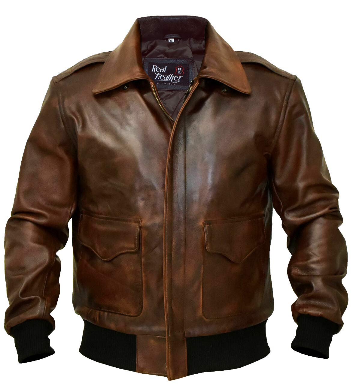 A-2 Aviator jacket Cowhide Leather Bomber Aviator Flight Jacket - Aviator Brown Leather Jacket Men
