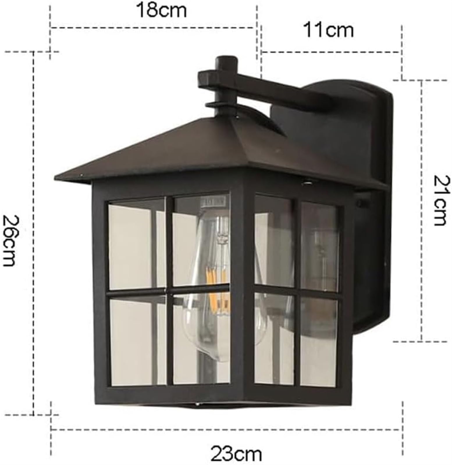 Applique Murale d'extérieur Simple et étanche, Noire Mate, avec Abat-Jour en Verre Transparent, idéale pour Une terrasse ou Une Maison.