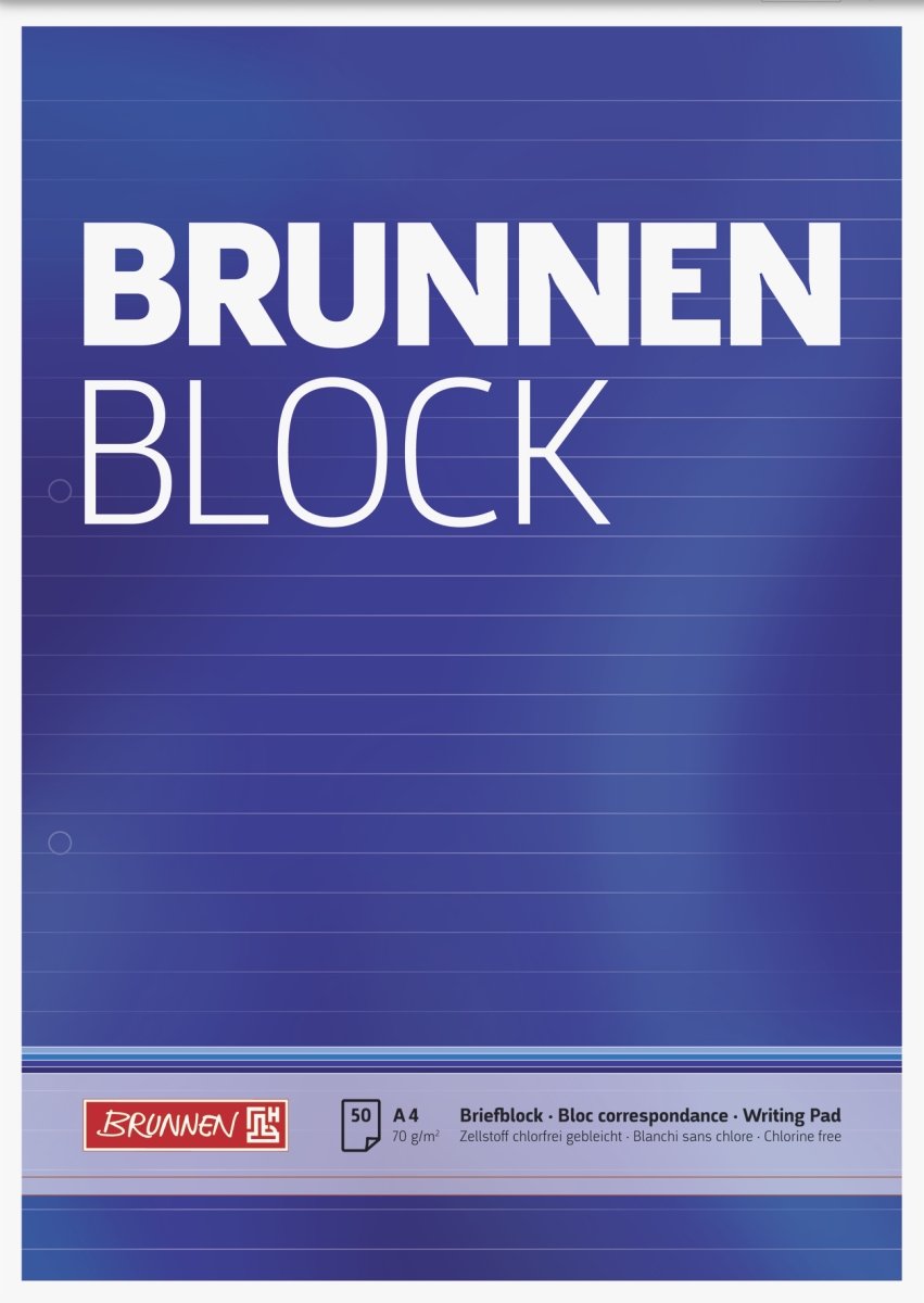 Brunnen Blocco per lettere formato A4 a righe 50 fogli 70 g/m² 2 fori