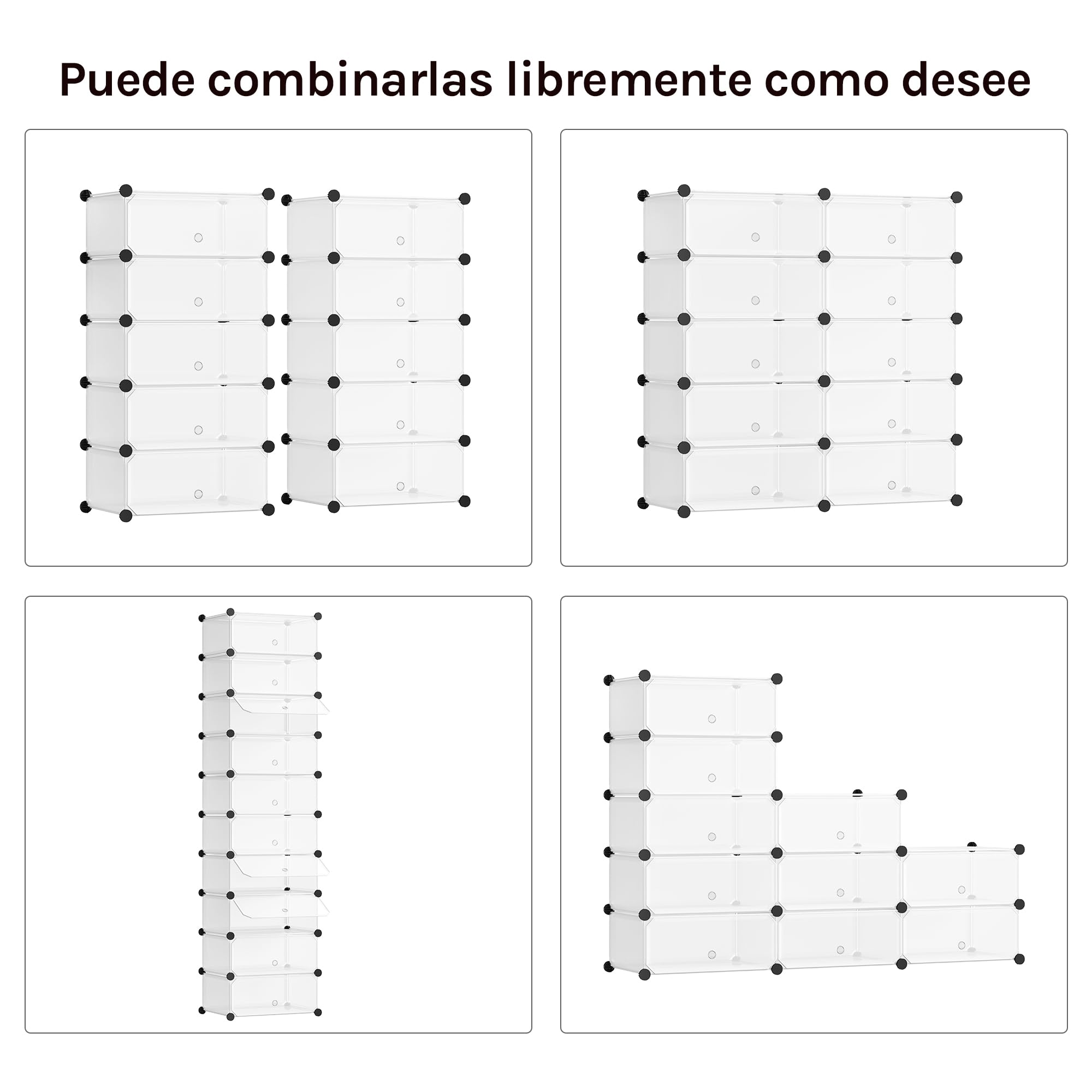 WOLTU Zapatero Modular Estantería por Módulos DIY, Zapatero con 10 Estantes Almacenamiento para Habitación Salón Baño 47x35x170cm Blanco