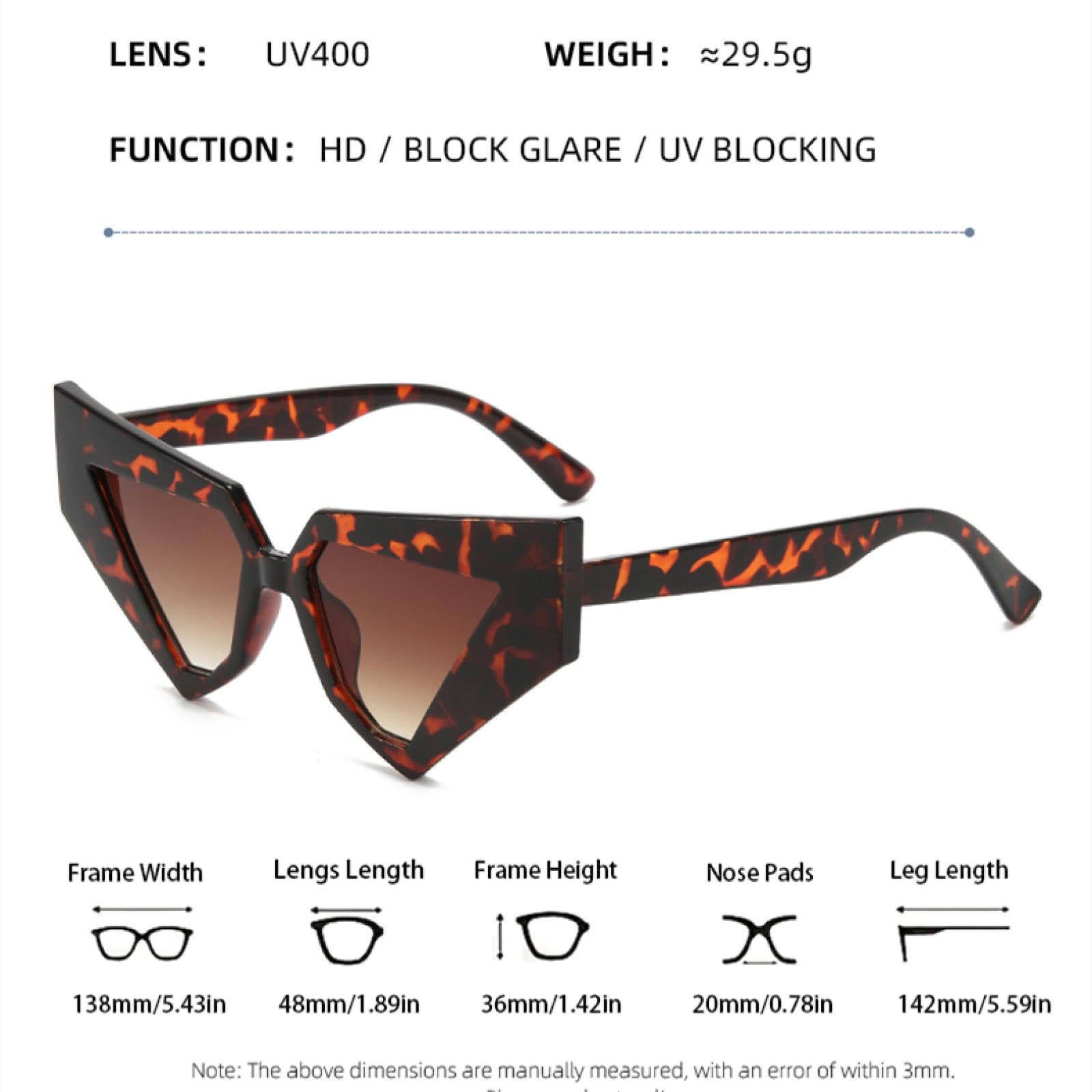 Gafas de sol de moda con diseño poligonal geométrico, exclusivas y de estilo, ideales para estilizar, tomar fotografías y fiestas.