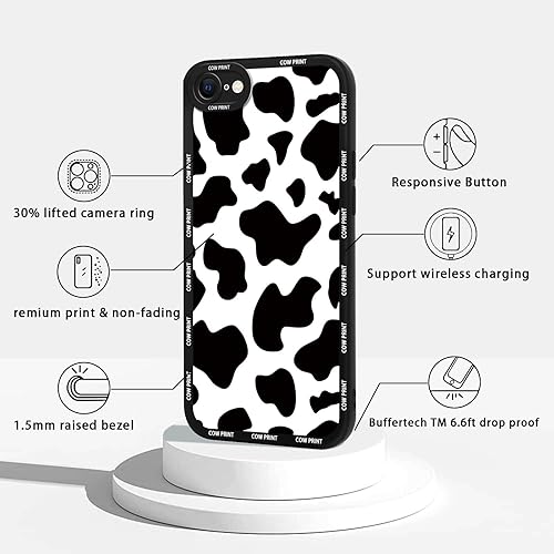 Miniatura 2 de Paquete de 2 bonitas fundas de teléfono para Apple iPhone 78 de 4.7 pulgadas, funda de silicona delgada y suave con estampado de vaca para mujer, a