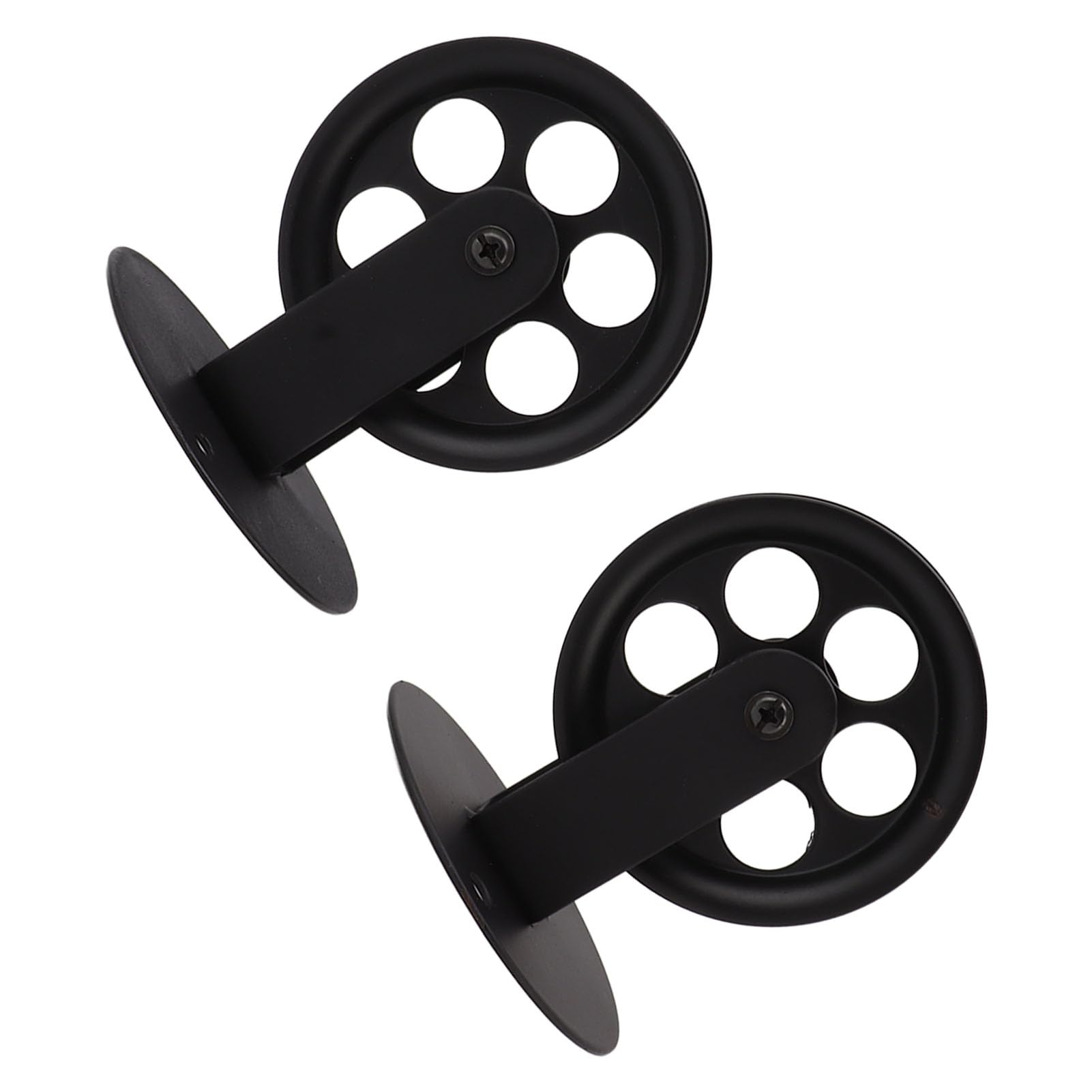 Topyond 2 Pièces Roues De Poulie Industrielles pour Grange à Brancher Lampe Suspendue Robuste Et Durable Support De Plafond Mural Vintage Poulies De Remorquage De Levage Noir