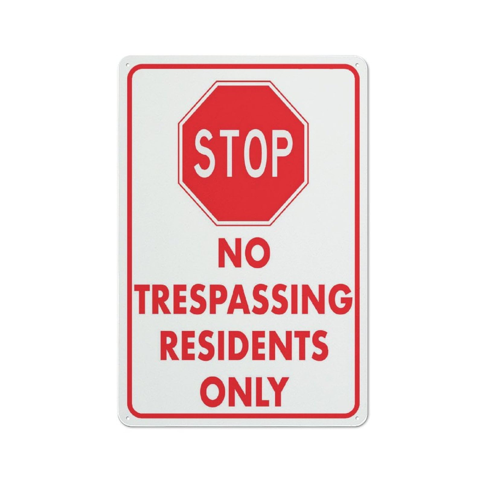 Stop No Trespassing Residents Only Wall Art Decor Plaque for Cafe Farm Garage Garden Yard Tin Sign 8x12 Inch