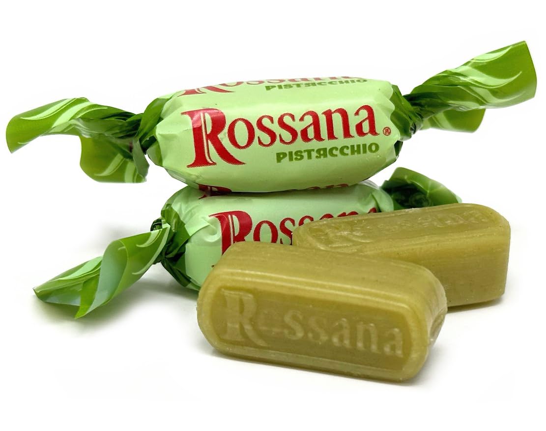 SweetGourmet Rossana Pistachio Paste Center Filled Hard Candy, Italian Wrapped Candy, 2 Pounds