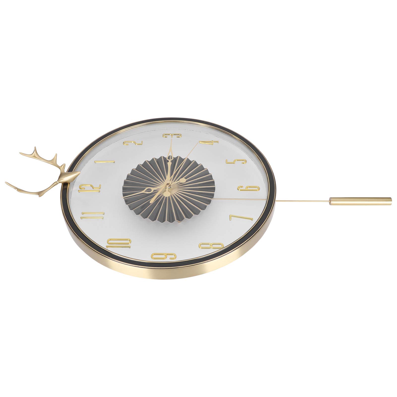 EMUKOEP Runde Messing-Wanduhr mit Geweih-Design