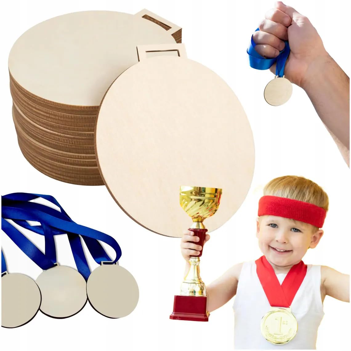 Whittlewud 50 Pcs Wooden Plywood Medals for Kids – DIY Craft Badge Blanks for Kindergarten, Educational Institutions, and Events – 2.95 x 2.75 Inch-image-9