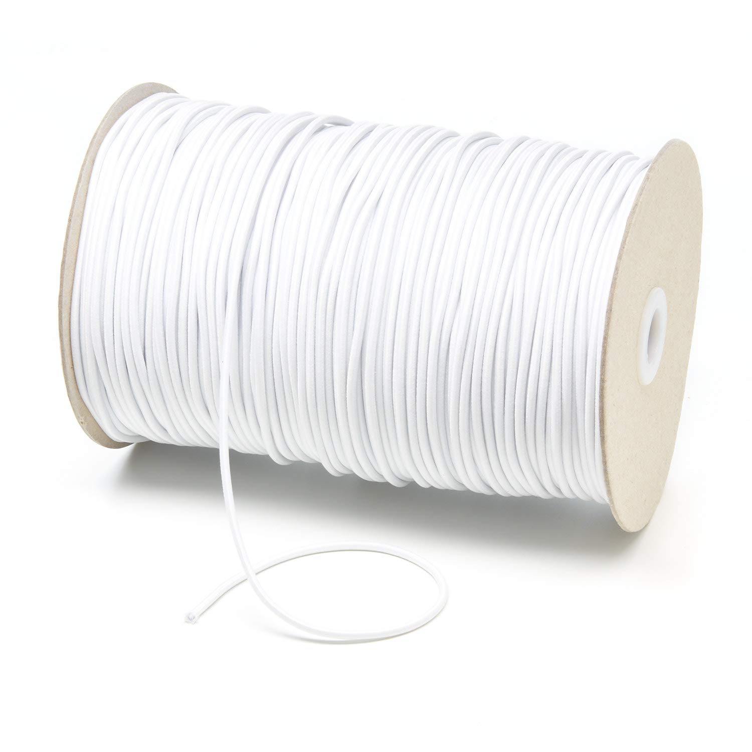 2mm Thin Fine Round Elastic Cord for Sewing DIY, Arts & Crafts, Beading, Haberdashery & Clothing Accessory Premium Quality Made in UK (White, 5 Metre Cut Length)