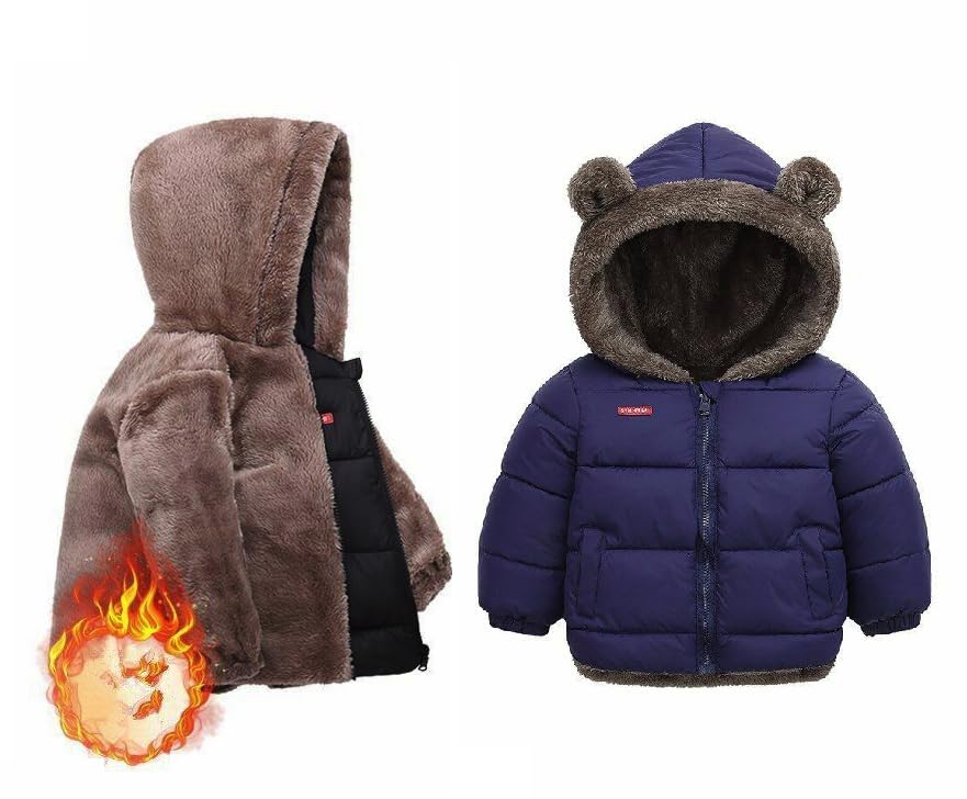 Tricycle Clothing Kids Boys & Girls Unisex Warm Full Sleeves Reversible Quilted Furr Standard Length Jacket With Hood (4-5 Year, Purple) 2