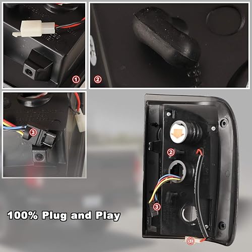 Miniatura 4 de Nixon Offroad Luces traseras para Ford Ranger 2001, 2002, 2003, 2004, 2005, excluyendo los modelos STX, lentes ahumados (ahumados)