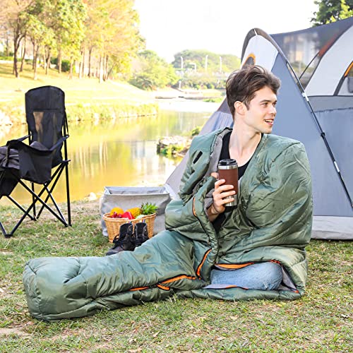 Image of Amazon Basics 20F Cold Weather Mummy Sleeping Bag for Hiking, Outdoor Camping with No-Snag Zipper, Portable, 82 inch x 33 inch, Olive Green