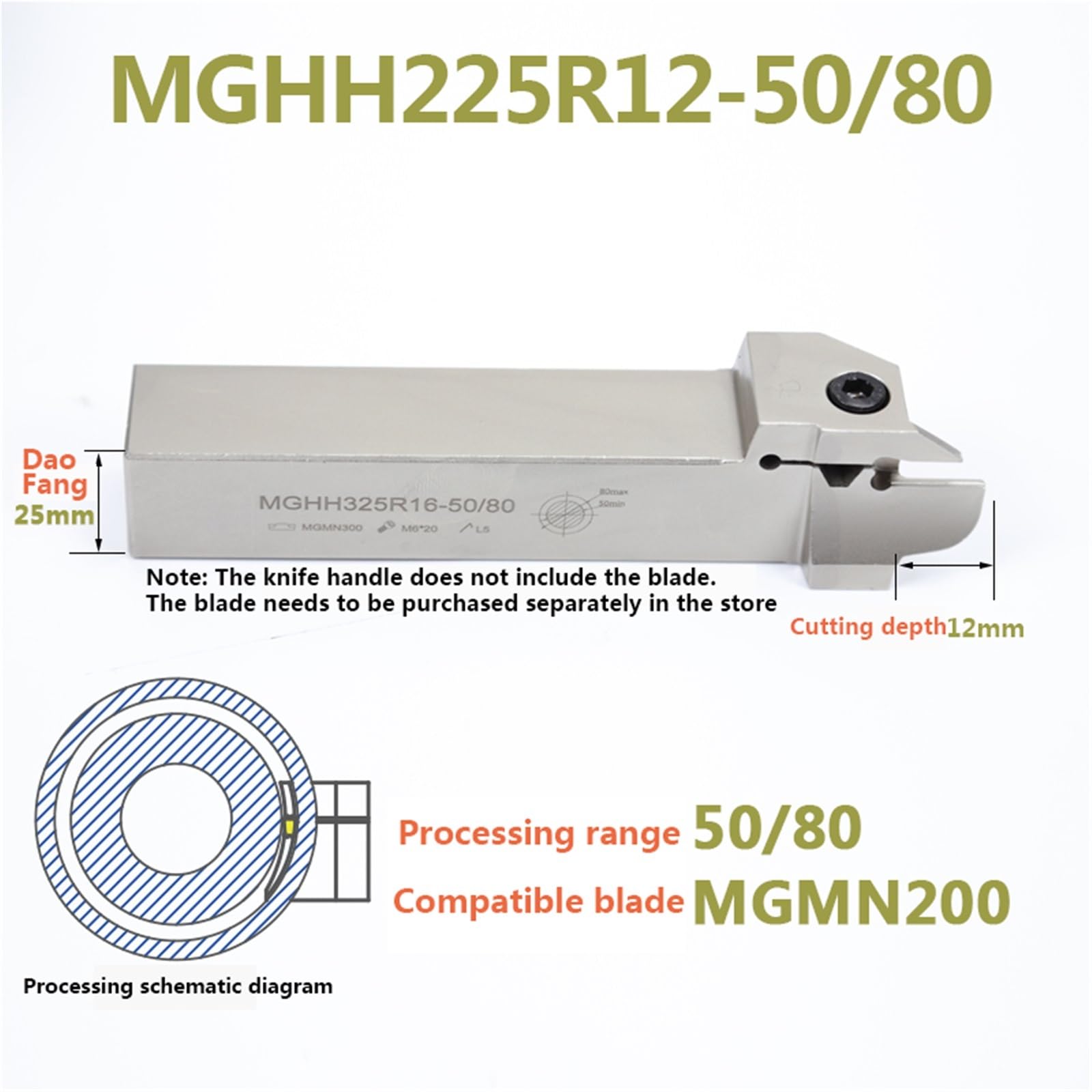 1 Uds. Herramienta De Ranura Extremo Mghh320/425R, Portaherramientas CNC, Plana, Corte, Ranurado, 345mm, Departamento Grande(225R12-50 80)